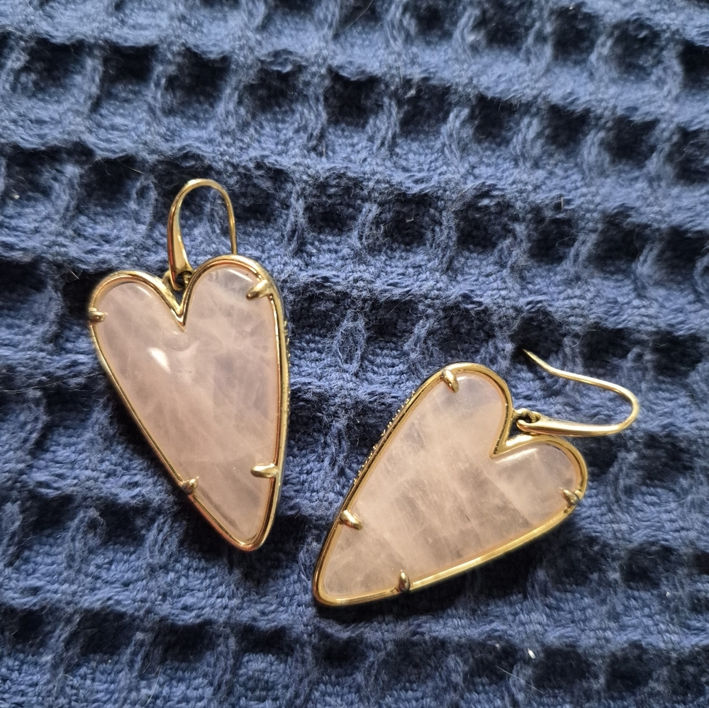 Gold and Pink Heart-Shaped Kendra Scott Earrings
